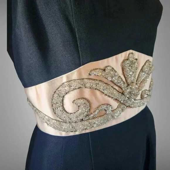 Vintage 50s Majestic Original by Ben Liebman Frocks Beaded Crepe & Satin Gown M - Picture 8 of 10